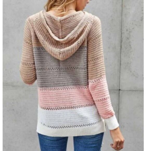 Multicolored Knitted Hoodie  - Picture 3 of 13